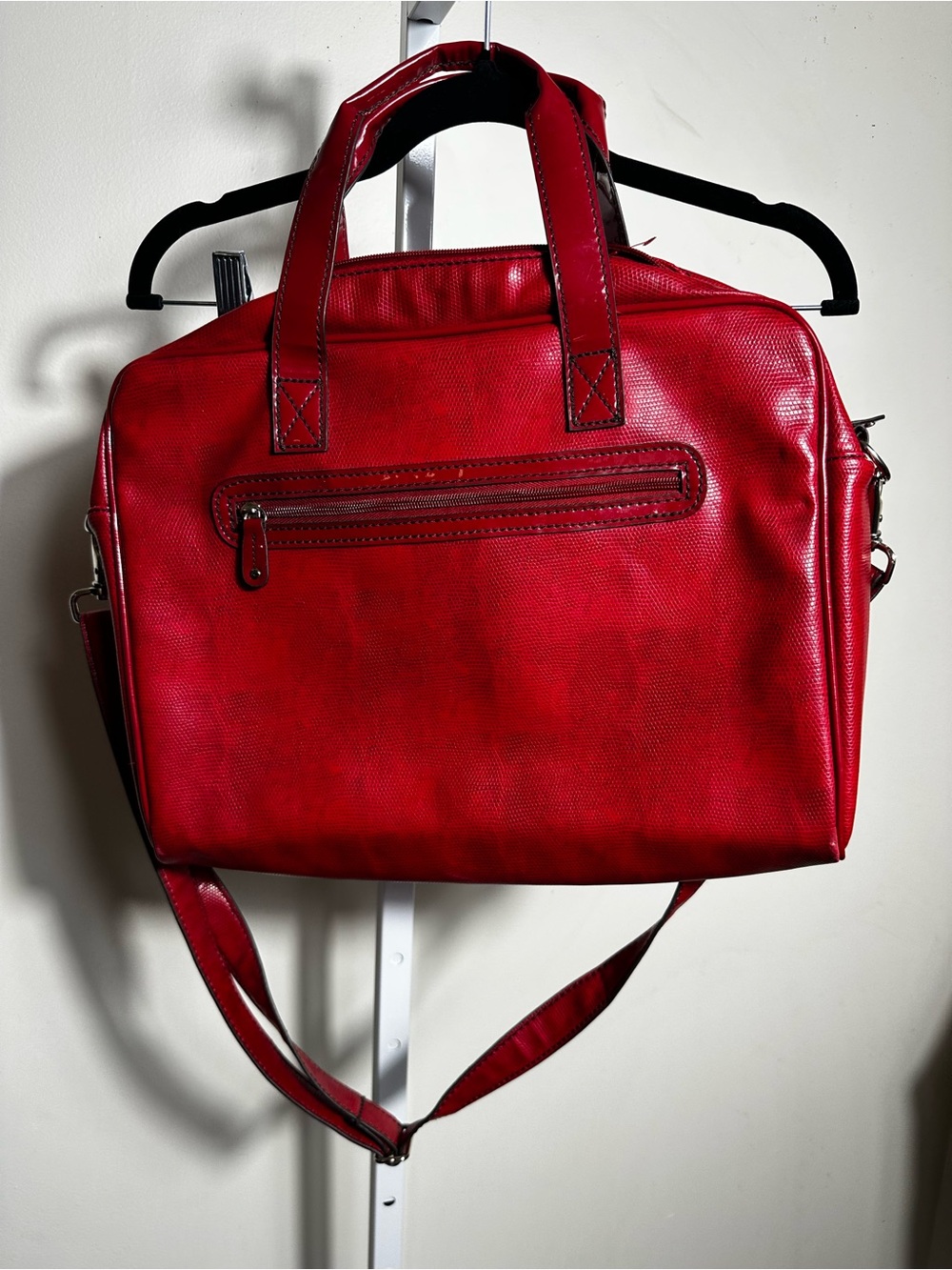 The Limited Red Textured Laptop Work Bag Satchel Shoulder Bag